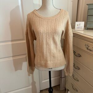 Hippie Rose Light Tan Cable Knit Sweater